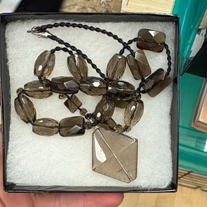 Faceted smokey quartz Beaded Necklace